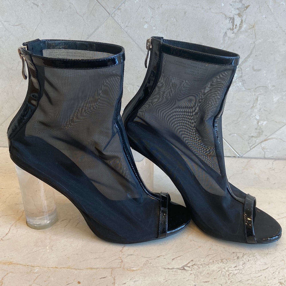 Leith crystal heel black peep toe bootie